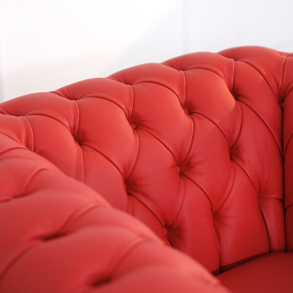 Poltrona Chesterfield pelle fiore rosso Ferrari