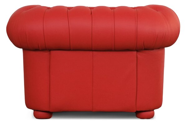 Poltrona Chesterfield pelle fiore rosso Ferrari