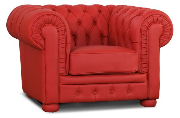 Poltrona Chesterfield pelle fiore rosso Ferrari