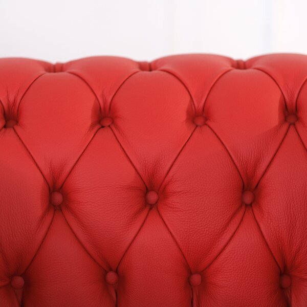 Poltrona Chesterfield pelle fiore rosso Ferrari