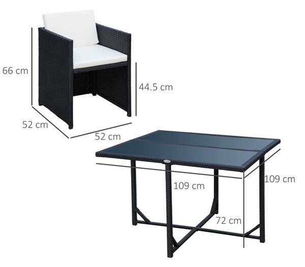 Outsunny Set Mobili da Giardino 5pz Set Tavolo da Pranzo con 4 Sedie con Cuscini Combinabili a Rettangolo|Aosom