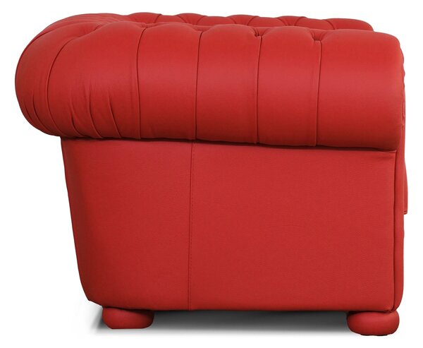 Poltrona Chesterfield pelle fiore rosso Ferrari