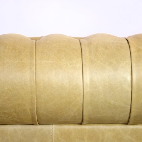Divano Chesterfield 2 posti pelle fiore senape old England
