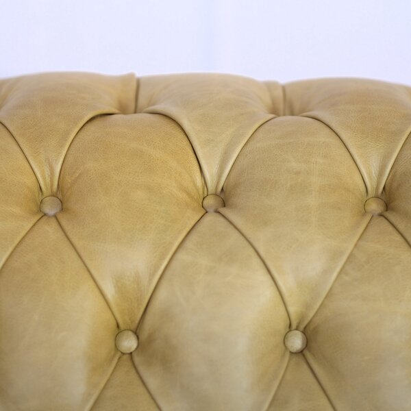 Divano Chesterfield 2 posti pelle fiore senape old England