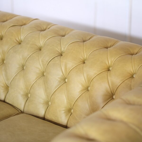 Divano Chesterfield 2 posti pelle fiore senape old England