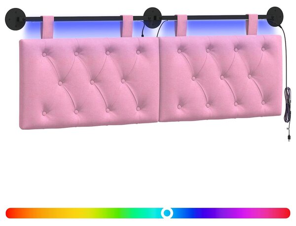 Testiera sospesa Con luce LED Rosa Tessuto