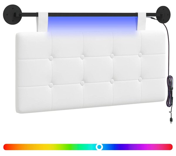 Testiera sospesa Con luce LED Bianco Tessuto