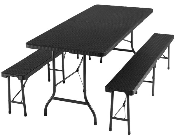 Tectake 404528 tavolo da campeggio pieghevole - nero-effetto rattan