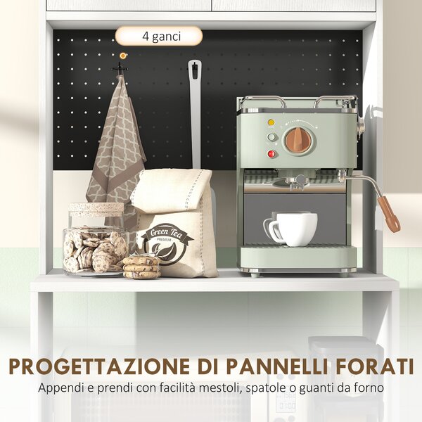 HOMCOM Mobile per Microonde con Ripiano Regolabile, 2 Cassetti, Bianco | Aosom Italy