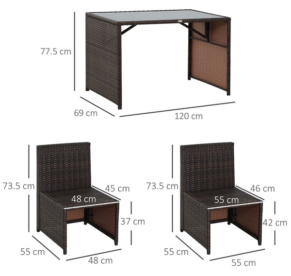 Set Giardino 5 Pezzi Outsunny - Tavolo Rotondo Ø82cm E 4 Sedie Con Cuscini, Rattan E Acciaio - Foto 11
