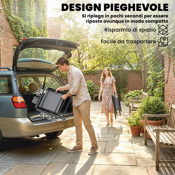Outsunny Set di 2 Sedie Pieghevoli con Schienale Alto E Braccioli, Grigio Chiaro | Aosom Italy