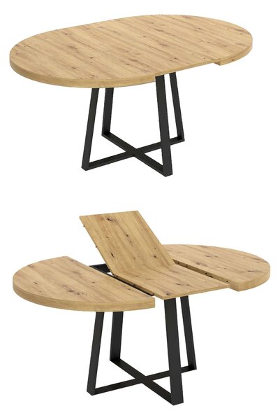 Tavolo allungabile rotondo salvaspazio 6-8 posti 110/158x110cm legno - Andia