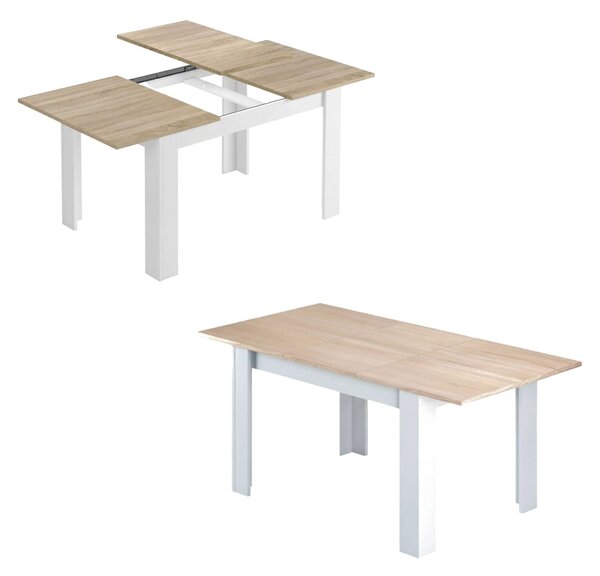 Tavolo allungabile moderno 6-8 posti 140/190x90cm rovere e bianco - Abudula