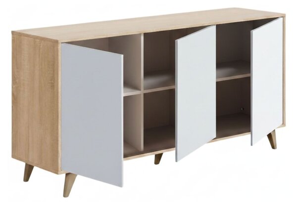 Credenza soggiorno rovere e bianca 154x41x75h cm 3 ante - Acrolorum