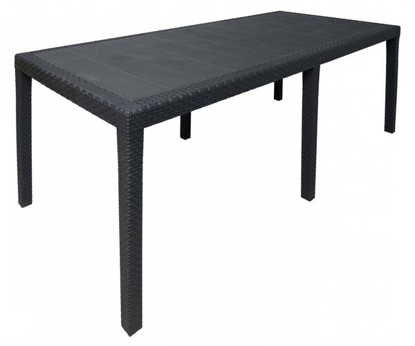 Tavolo da giardino allungabile 8-10 posti 150/220x90cm effetto rattan antracite - Abbaviva