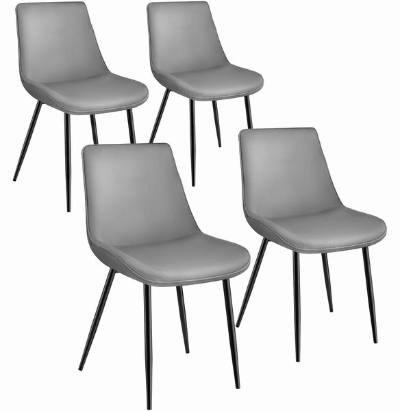 Tectake 404933 set di 4 sedie monroe effetto velluto - grigio