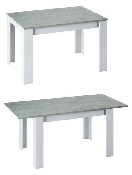 Tavolo allungabile minimal 6-8 posti 140/190x90cm cemento e bianco - Abudula