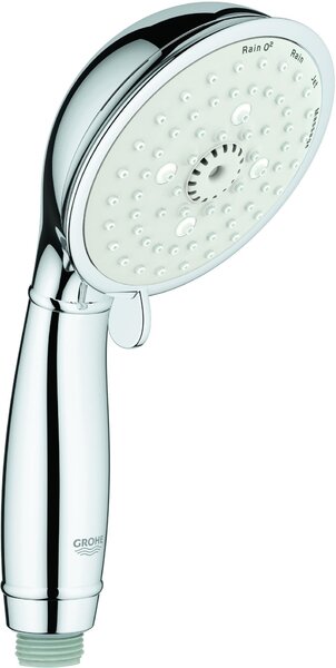 Grohe Tempesta Rustic 100 Doccino a Mano 4 Tipi di Getto - Cromo - Soffione 100 mm - Pioggia, Massaggio, Risparmio Idrico - Sistema SpeedClean