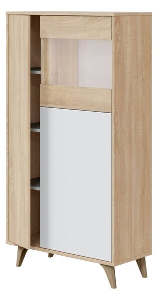 Mobile vetrina soggiorno 3 ante 77x33x142h cm rovere e bianco - Altavista