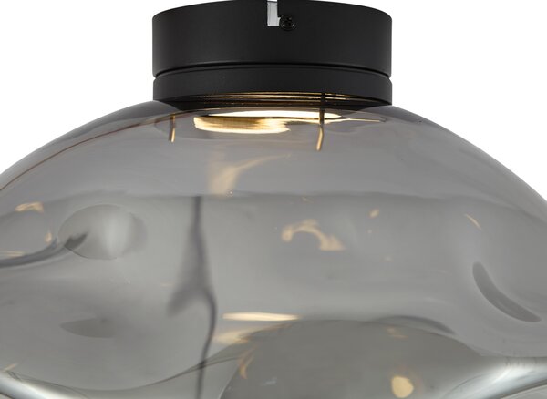Plafoniera di design nera con vetro fumé - Gemma