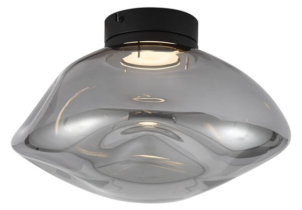 Plafoniera di design nera con vetro fumé - Gemma