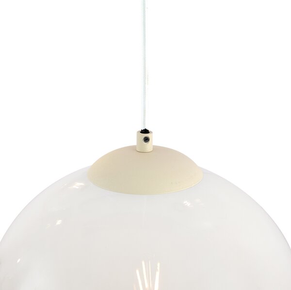 Lampada a sospensione Art Déco beige con vetro bianco 7 luci - Sandra