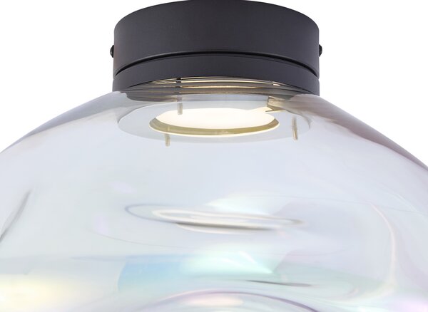 Plafoniera di design nera con vetro arcobaleno - Gemma