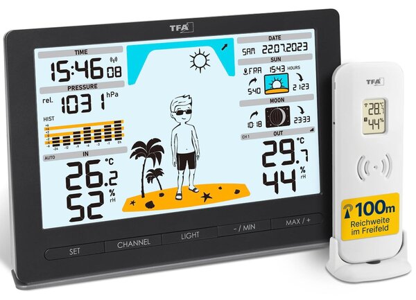 Stazione meteorologica TFA Dostmann Funk METEO JACK con sensore esterno, esclusiva di Amazon