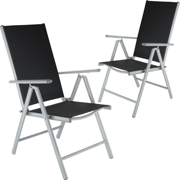 Tectake 401631 2 sedie da giardino in alluminio pieghevoli - argento