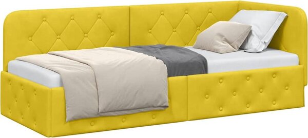 Cornice del letto ad angolo Giallo 80 x 200 cm Velluto