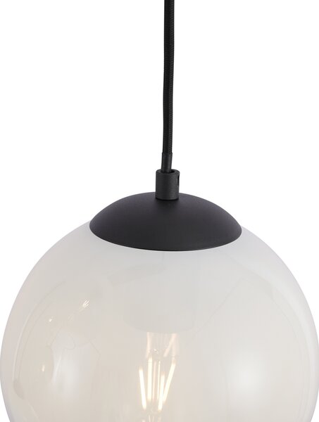 Lampada a sospensione moderna nera con vetro bianco rettangolare a 6 luci - Misty