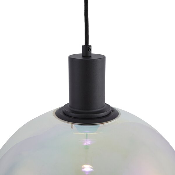 Lampada a sospensione di design nera con vetro arcobaleno 35cm - Mallon