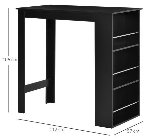 HOMCOM Bancone da Cucina Tavolo Alto con 3 Mensole in Legno, Tavolo da Bar Cucina Arredamento Moderno Casa e Bar, 112x57x106cm, Nero|Aosom