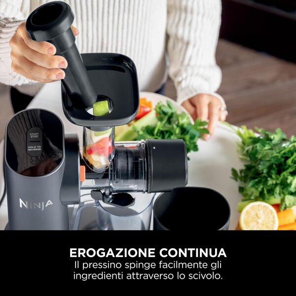Ninja Estrattore di Succo a Freddo per Frutta e Verdura Capacit 0.7 Litri Potenza 150 Watt colore Grigio - JC151EU Cold Press