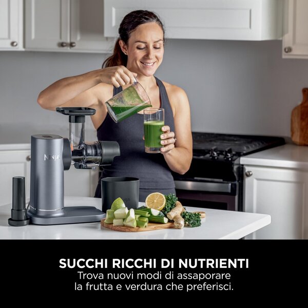 Ninja Estrattore di Succo a Freddo per Frutta e Verdura Capacit 0.7 Litri Potenza 150 Watt colore Grigio - JC151EU Cold Press