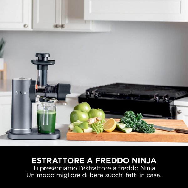 Ninja Estrattore di Succo a Freddo per Frutta e Verdura Capacit 0.7 Litri Potenza 150 Watt colore Grigio - JC151EU Cold Press