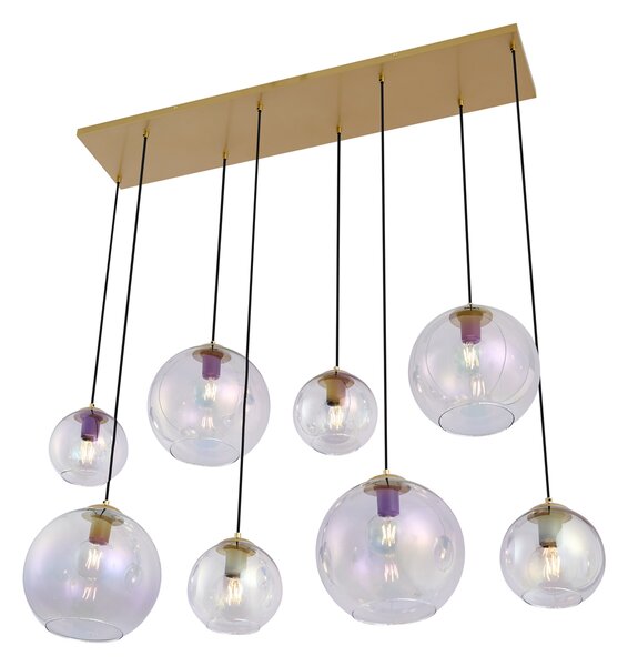 Lampada a sospensione Art Déco oro con vetro arcobaleno 8 luci - Sandra