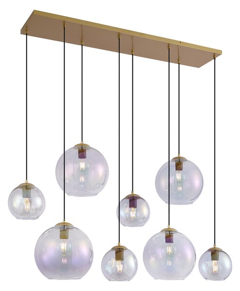 Lampada a sospensione Art Déco oro con vetro arcobaleno 8 luci - Sandra