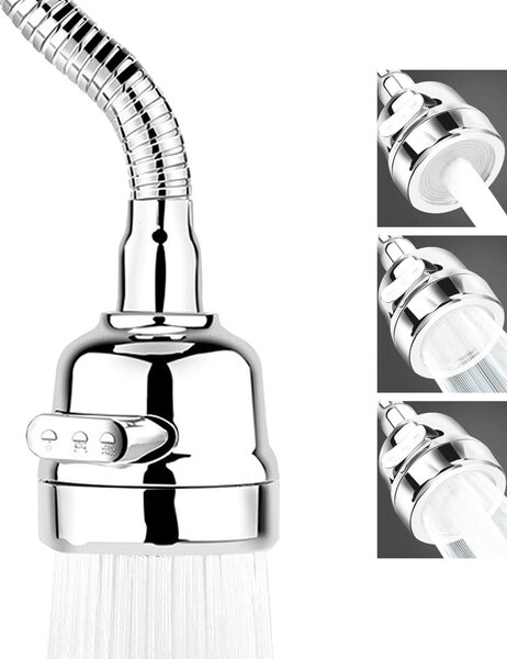Aeratore universale per rubinetti da cucina - Acciaio inossidabile - con 3 getti