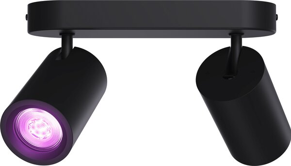 Calex Smart, plafoniera a soffitto, 2 luci, rotonda, inclusa lampada GU10, dimmerabile, colore nero