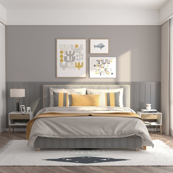 HOMCOM Set di 2 Comodini Moderni con Cassetto e Mensola, Base Rialzata e Gambe in Legno, 50x39x51cm, Bianco e Rovere|Aosom
