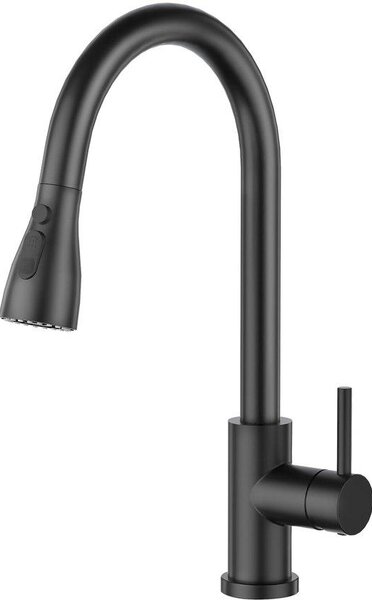 Rubinetto da cucina in acciaio inossidabile, doccetta a 3 vie, nero, orientabile a 360°, monocomando