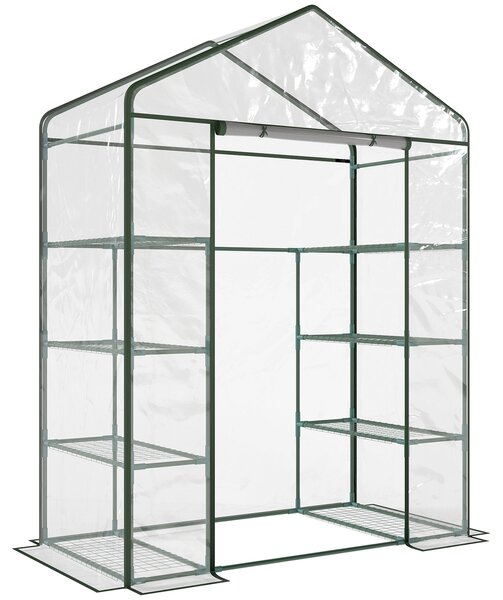 Outsunny Serra da Giardino con Porta Avvolgibile, in Acciaio e PVC Trasparente, per balcone, patio, terrazza, 143x73x195cm | Aosom Ita