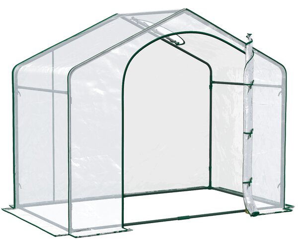 Outsunny Serra per Orto da Giardino con Ingresso a Zip e Presa d'Aria Superiore, in Plastica e Acciaio, 180x100x152 cm, Trasparente | Aosom Italy