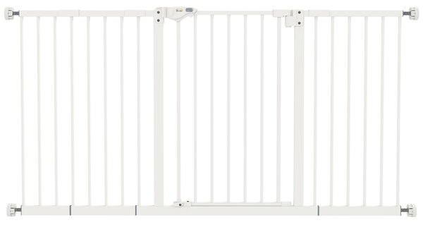 PawHut Cancellino per Cani a 3 Estensioni con Larghezza Regolabile 74-148cm e Chiusura Automatica, Bianco