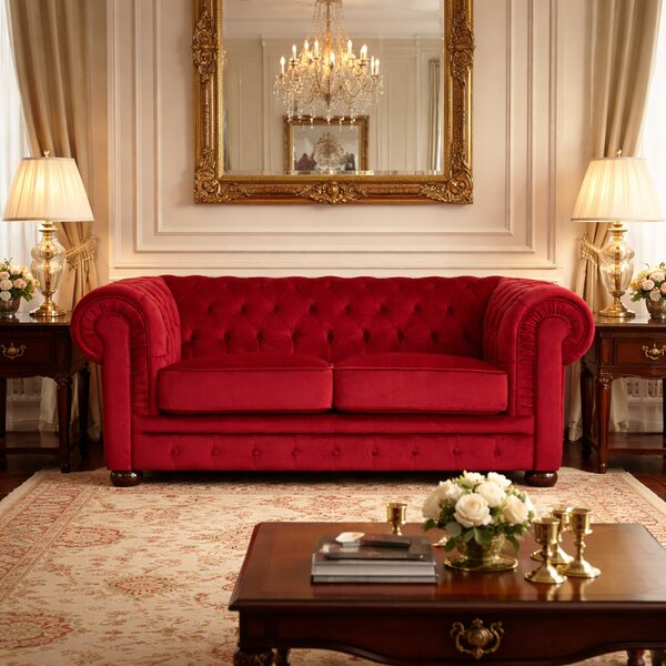 Divano Chesterfield in Velluto Premium – Stile Iconico, Finiture di Pregio