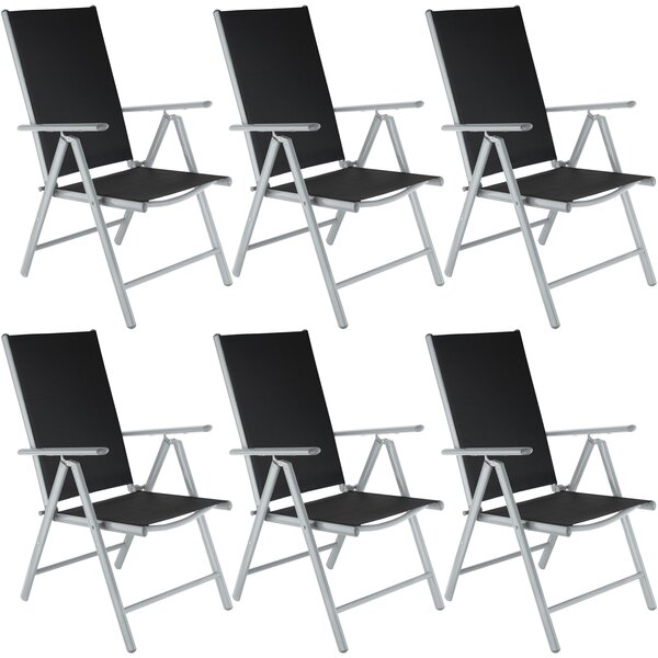 Tectake 404364 6 sedie da giardino in alluminio pieghevoli - argento