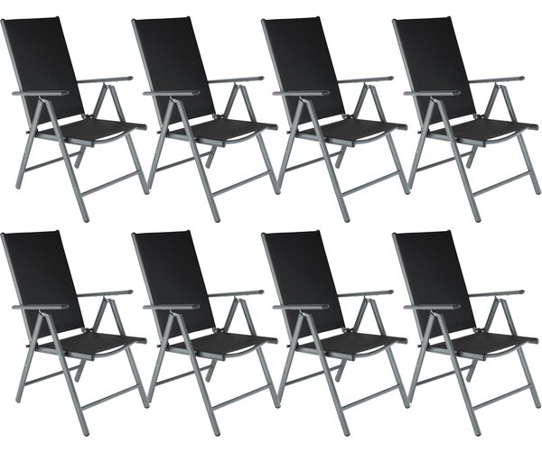 Tectake 404367 8 sedie da giardino in alluminio pieghevoli - nero/antracite