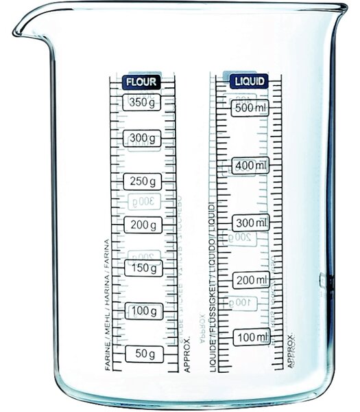 Ogni ricetta sarà più facile e veloce grazie al misuratore in vetro graduato Kitchen Lab di Pyex. Set da 2 pezzi, 250ml e 500ml lavabili in lavastoviglie, in vetro borosilicato, non trattiene macchie e odori, resistente ed antigraffio