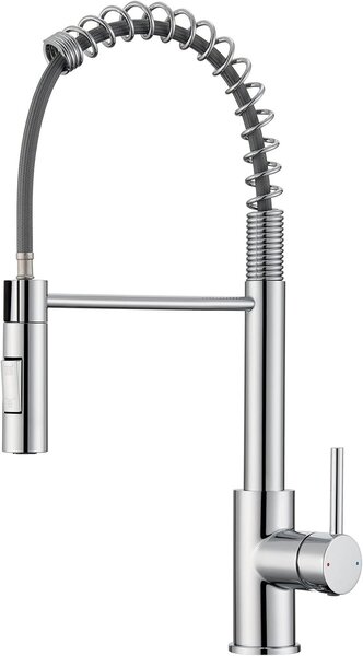 Rubinetto da cucina con doccetta, girevole a 360°, miscelatore per cucina con 4 funzioni spray, rubinetto per cucina in acciaio inossidabile, cromato